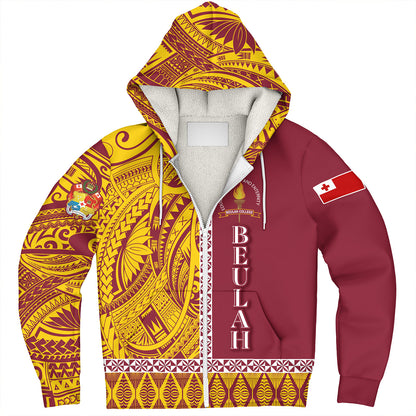 Tonga Custom Personalised Sherpa Hoodie Beulah College Simple Ngatu Patterns
