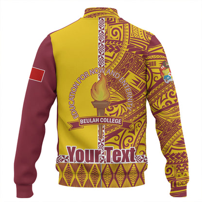 Tonga Custom Personalised Baseball Jacket Beulah College Simple Ngatu Patterns