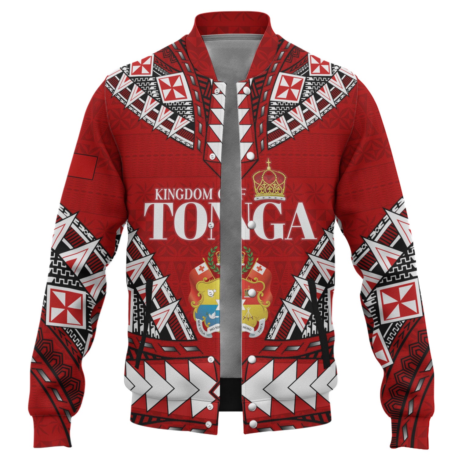 Tonga Baseball Jacket Kingdom Of Tonga Tribal Patterns