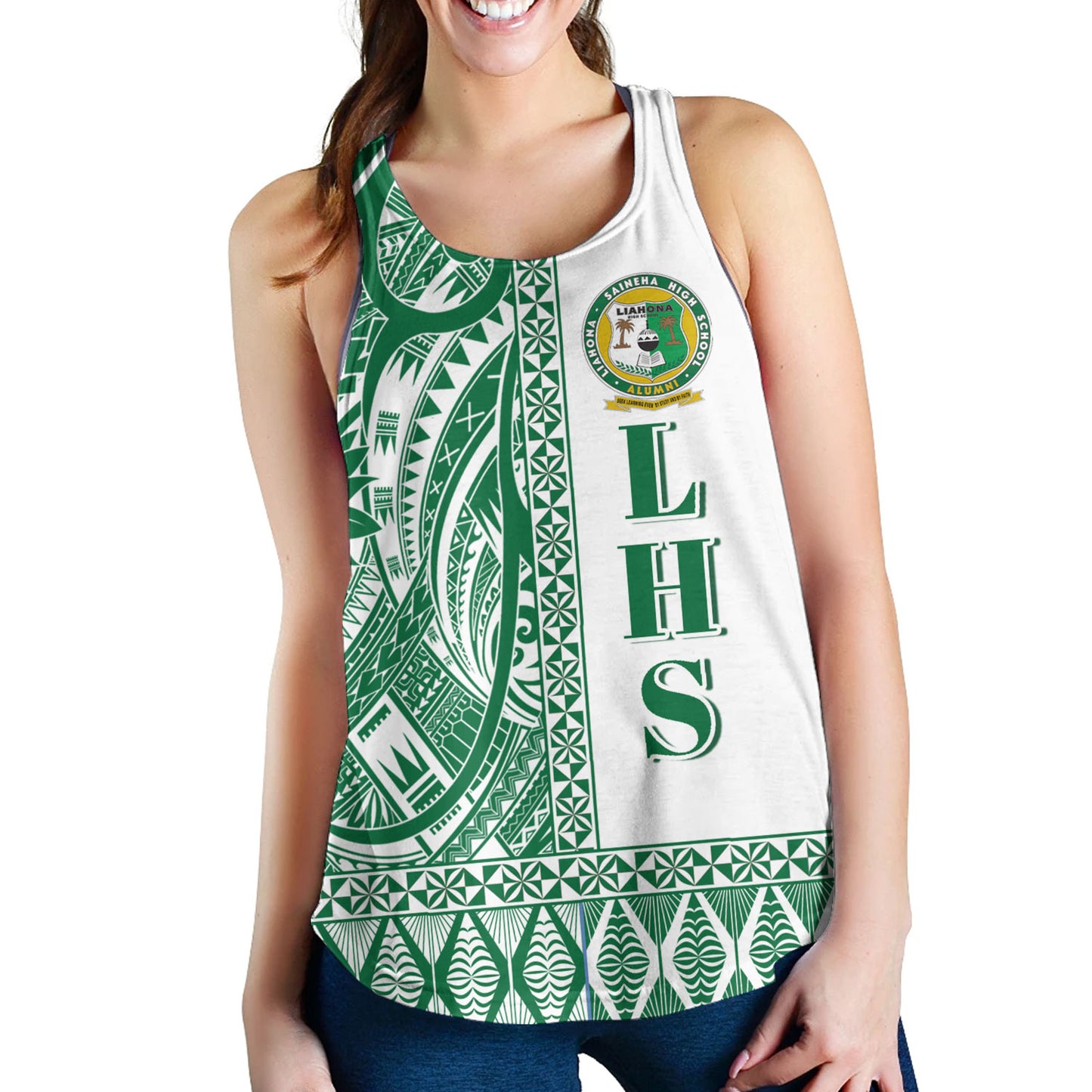 Tonga Custom Personalised Women Tank Liahona High School Simple Ngatu Patterns