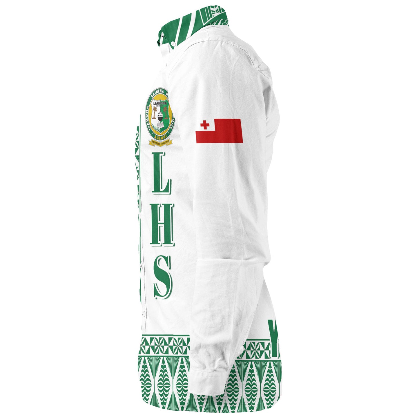 Tonga Custom Personalised Long Sleeve Shirt Liahona High School Simple Ngatu Patterns