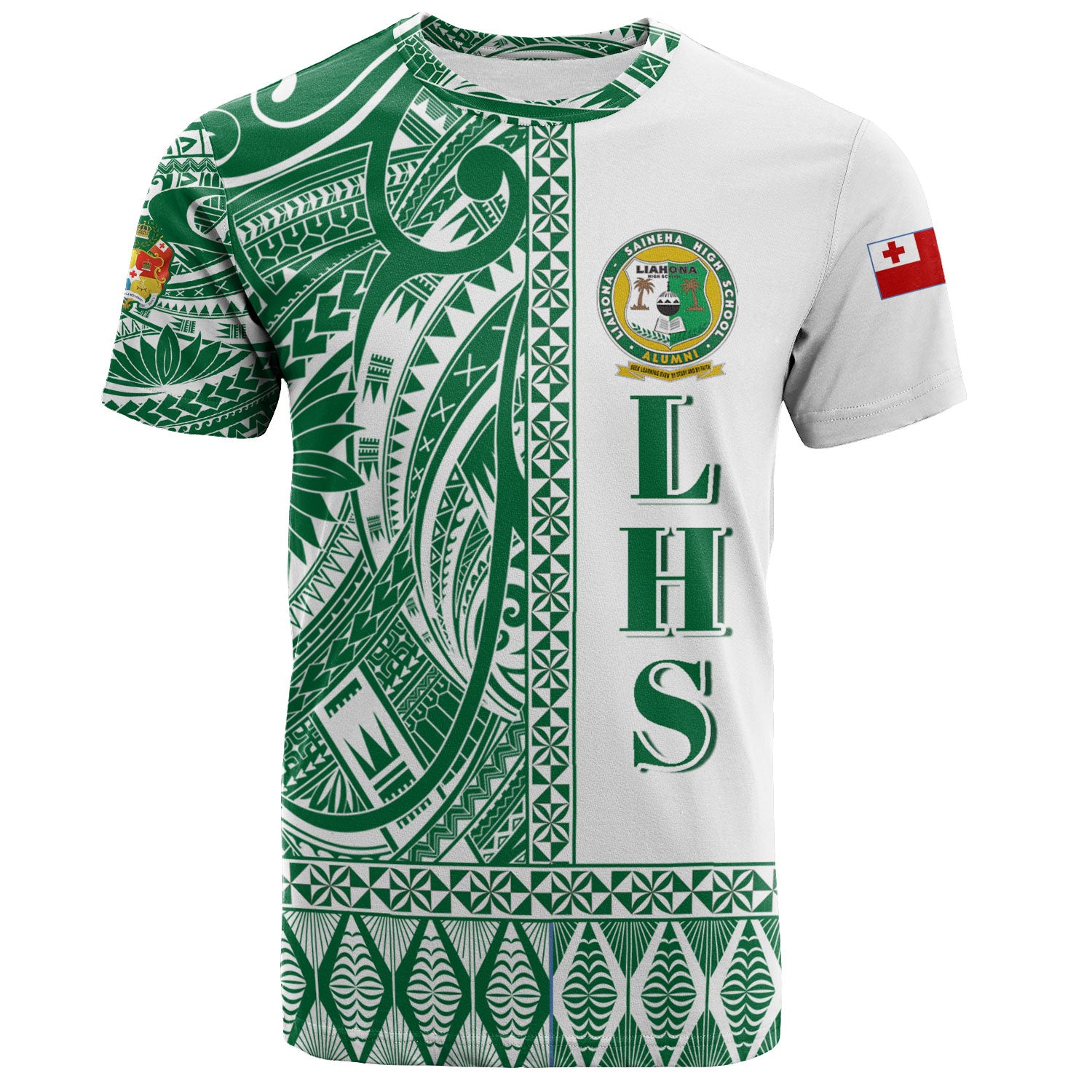 Tonga Custom Personalised T-Shirt Liahona High School Simple Ngatu Patterns