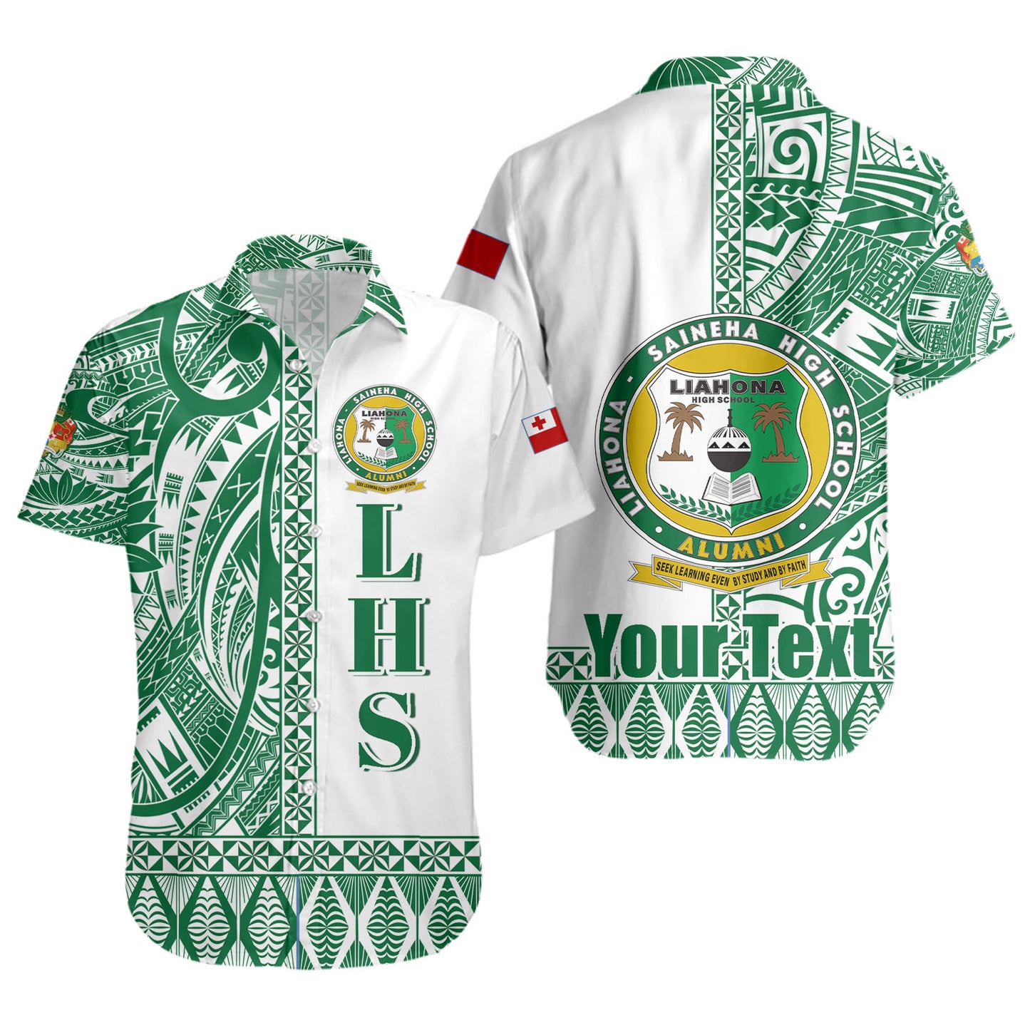Tonga Custom Personalised Short Sleeve Shirt Liahona High School Simple Ngatu Patterns