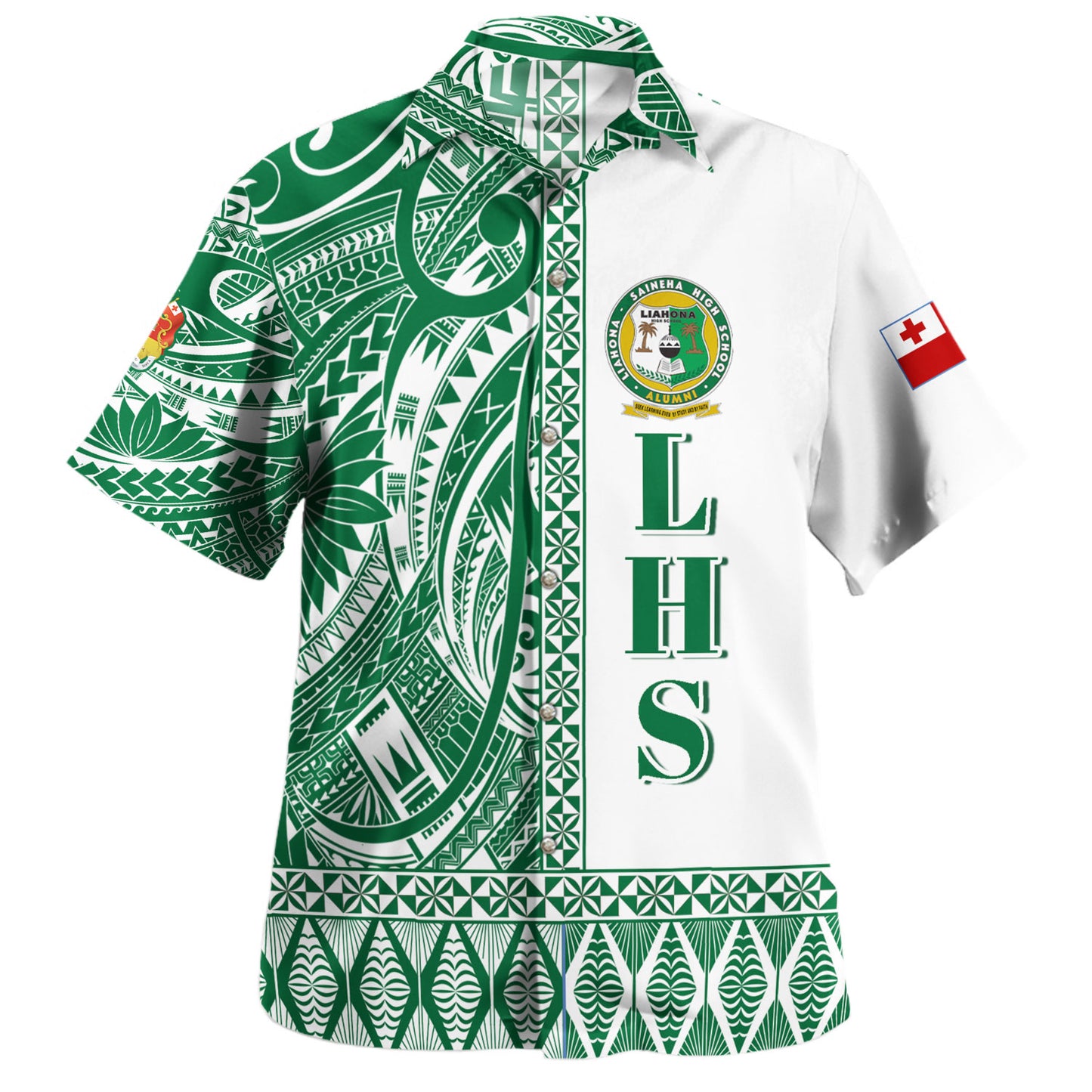 Tonga Custom Personalised Hawaiian Shirt Liahona High School Simple Ngatu Patterns