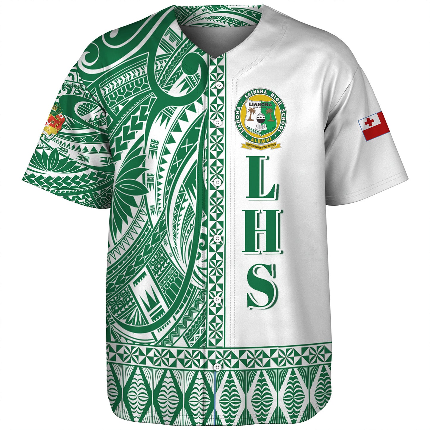Tonga Custom Personalised Baseball Shirt Liahona High School Simple Ngatu Patterns