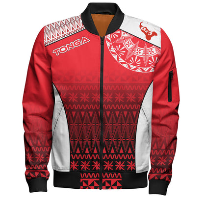 Tonga Custom Personalised Bomber Jacket Map Tongan Ngatu Gradient Style