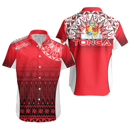 Tonga Custom Personalised Short Sleeve Shirt Map Tongan Ngatu Gradient Style