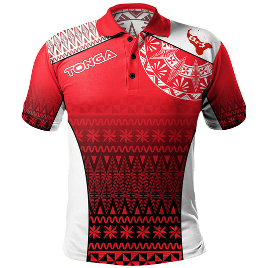 Tonga Custom Personalised Polo Shirt Map Tongan Ngatu Gradient Style