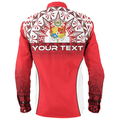 Tonga Custom Personalised Long Sleeve Shirt Map Tongan Ngatu Gradient Style
