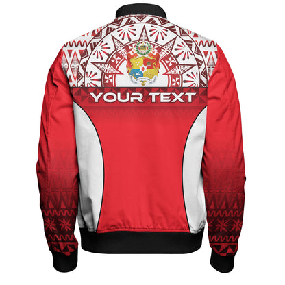 Tonga Custom Personalised Bomber Jacket Map Tongan Ngatu Gradient Style