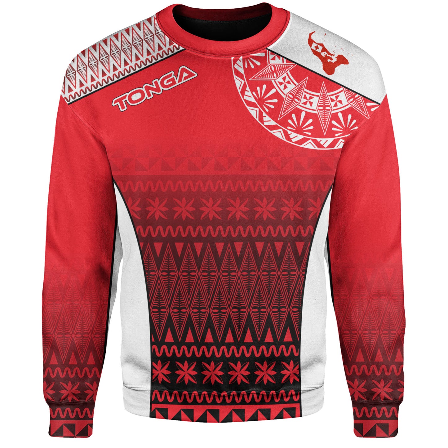 Tonga Custom Personalised Sweatshirt Map Tongan Ngatu Gradient Style