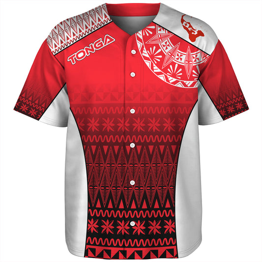 Tonga Custom Personalised Baseball Shirt Map Tongan Ngatu Gradient Style