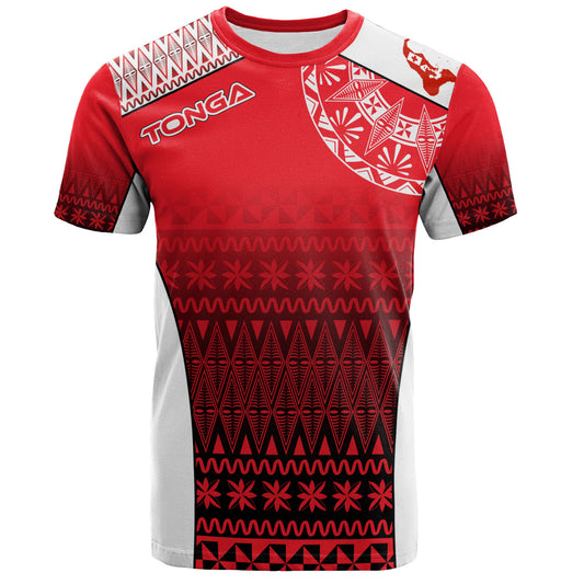 Tonga Custom Personalised T-Shirt Map Tongan Ngatu Gradient Style