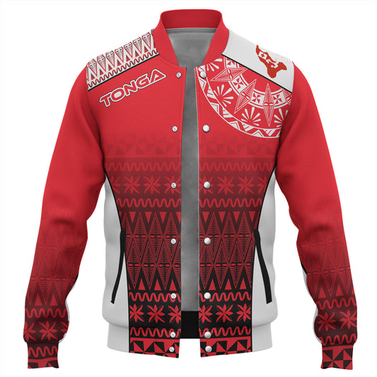 Tonga Custom Personalised Baseball Jacket Map Tongan Ngatu Gradient Style