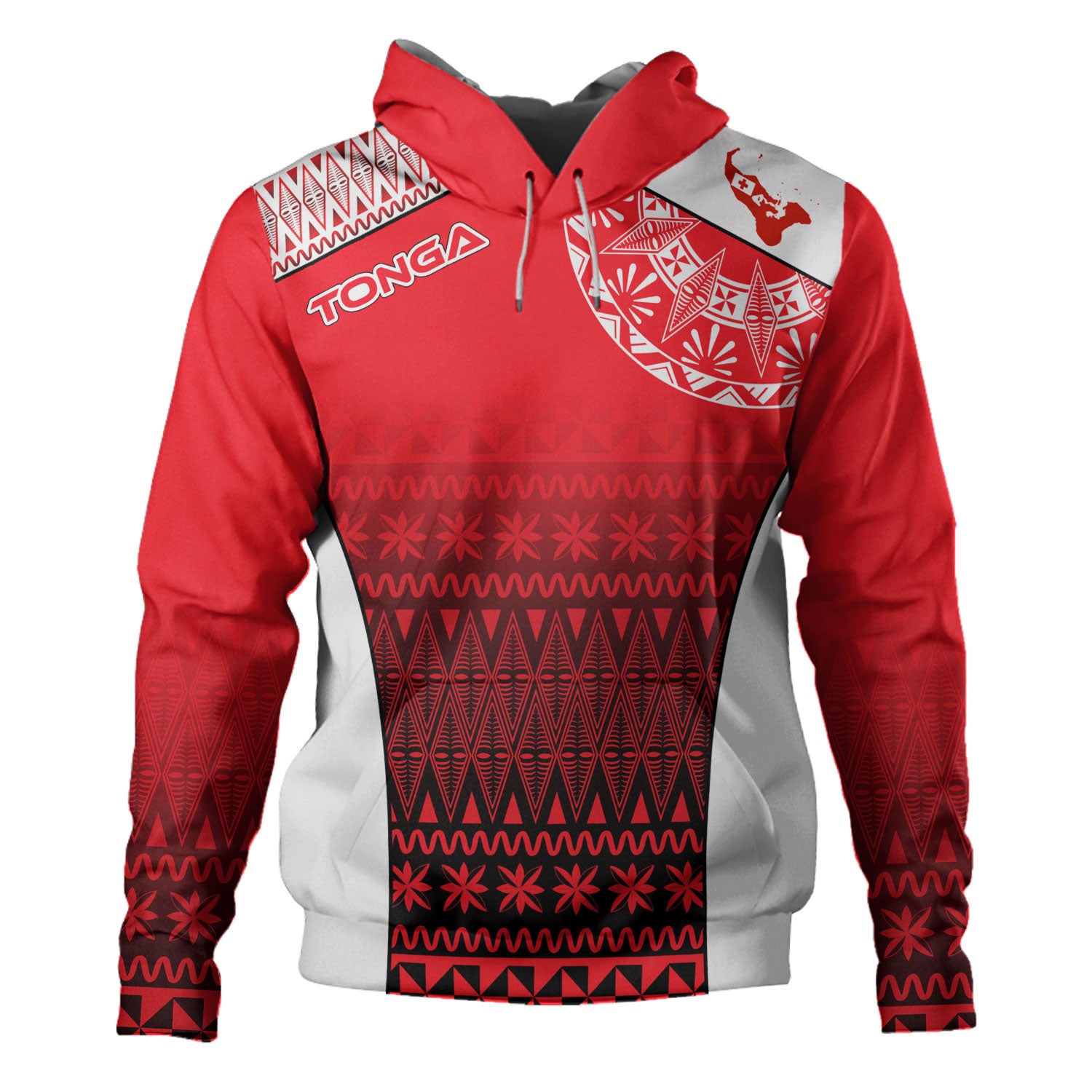 Tonga Custom Personalised Hoodie Map Tongan Ngatu Gradient Style