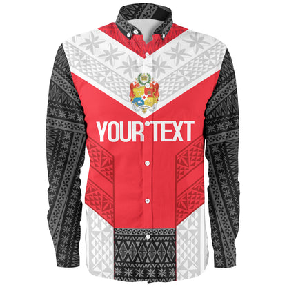 Tonga Custom Personalised Long Sleeve Shirt Mate Ma'a Tonga Ngatu Patterns