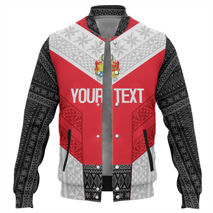 Tonga Custom Personalised Baseball Jacket Mate Ma'a Tonga Ngatu Patterns
