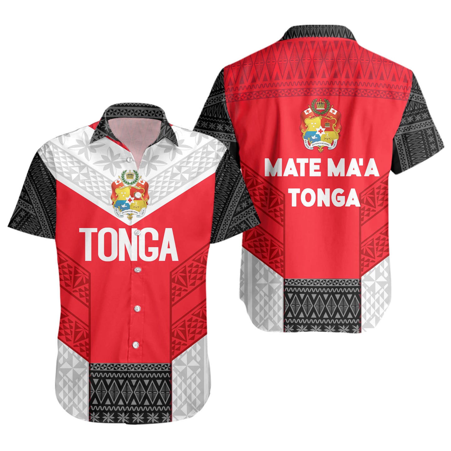 Tonga Custom Personalised Short Sleeve Shirt Mate Ma'a Tonga Ngatu Patterns