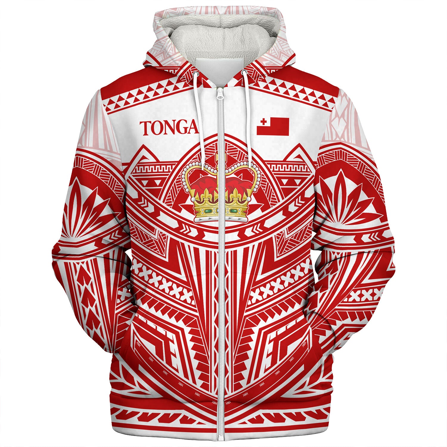 Tonga Sherpa Hoodie Seal Tribal Flag Color Design