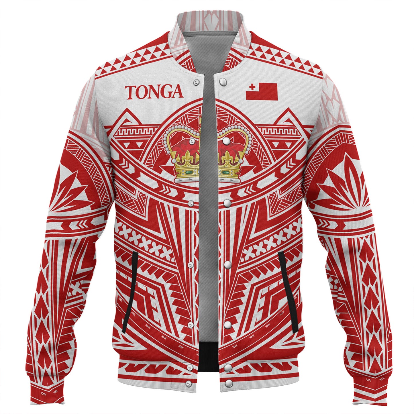 Tonga Baseball Jacket Seal Tribal Flag Color Design