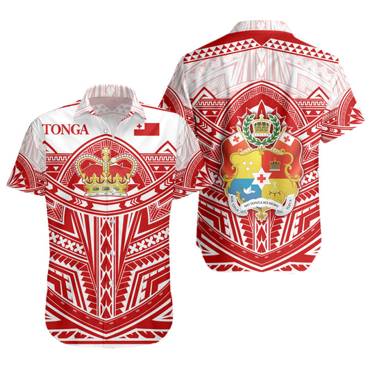 Tonga Short Sleeve Shirt Seal Tribal Flag Color Design