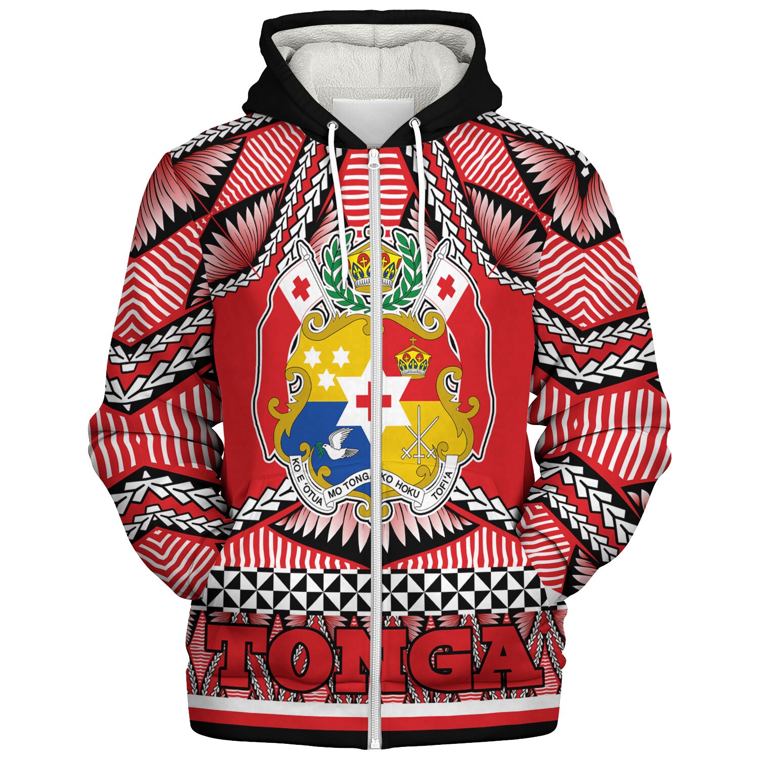 Tonga Sherpa Hoodie Tonga Kingdom Tongan Ngatu Style