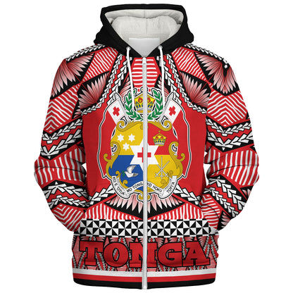 Tonga Sherpa Hoodie Tonga Kingdom Tongan Ngatu Style