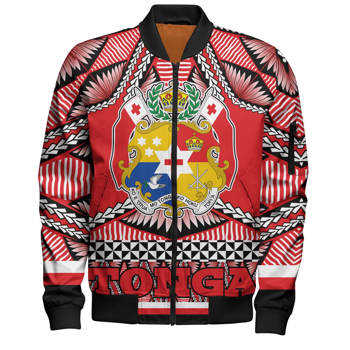 Tonga Bomber Jacket Tonga Kingdom Tongan Ngatu Style