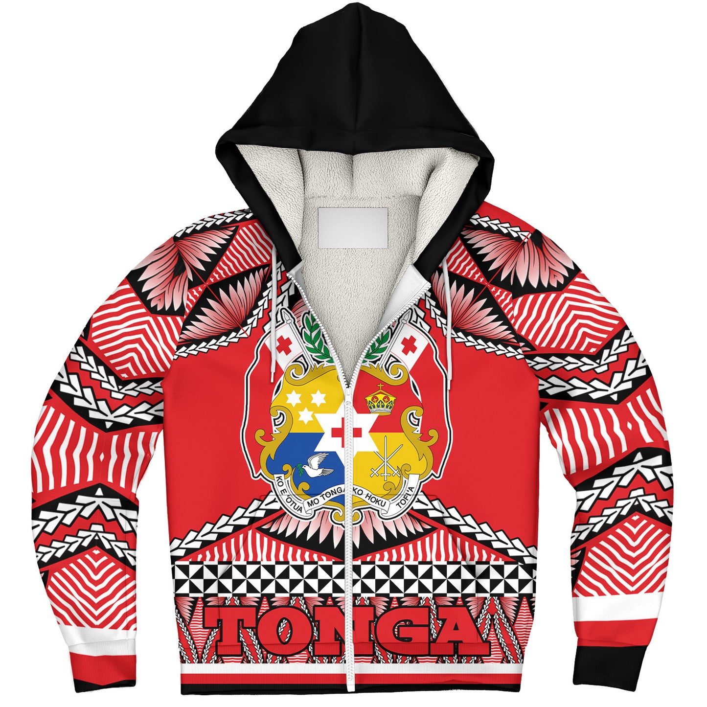 Tonga Sherpa Hoodie Tonga Kingdom Tongan Ngatu Style