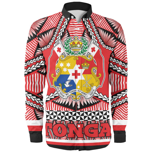 Tonga Long Sleeve Shirt Tonga Kingdom Tongan Ngatu Style