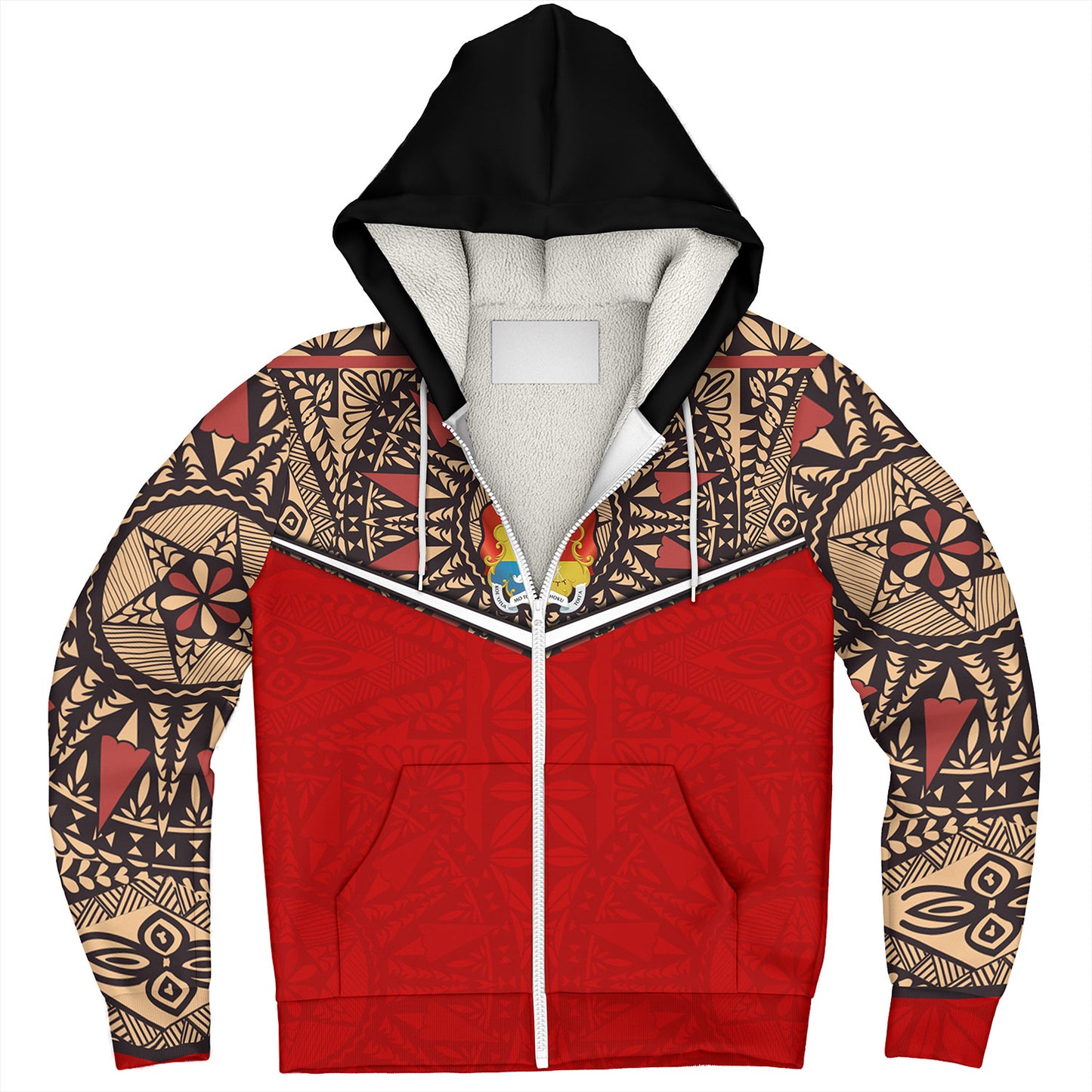 Tonga Sherpa Hoodie Tongan Ngatu Design