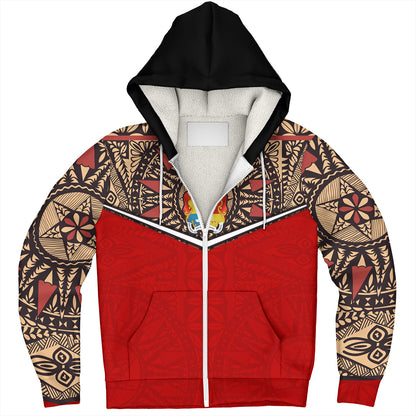 Tonga Sherpa Hoodie Tongan Ngatu Design