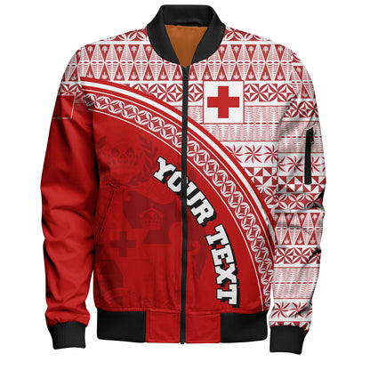Tonga Custom Personalised Bomber Jacket Tongan Ngatu Pattern Curve Style