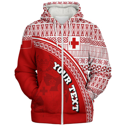 Tonga Custom Personalised Sherpa Hoodie Tongan Ngatu Pattern Curve Style