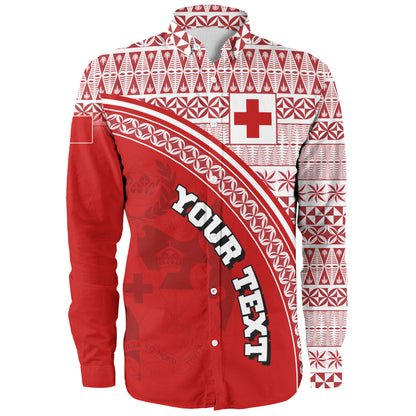 Tonga Custom Personalised Long Sleeve Shirt Tongan Ngatu Pattern Curve Style