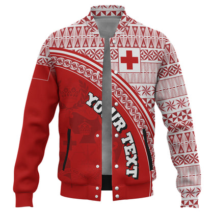 Tonga Custom Personalised Baseball Jacket Tongan Ngatu Pattern Curve Style