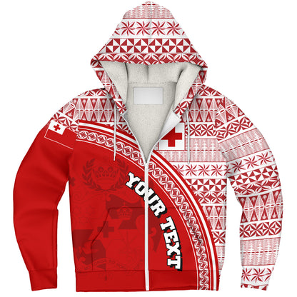 Tonga Custom Personalised Sherpa Hoodie Tongan Ngatu Pattern Curve Style