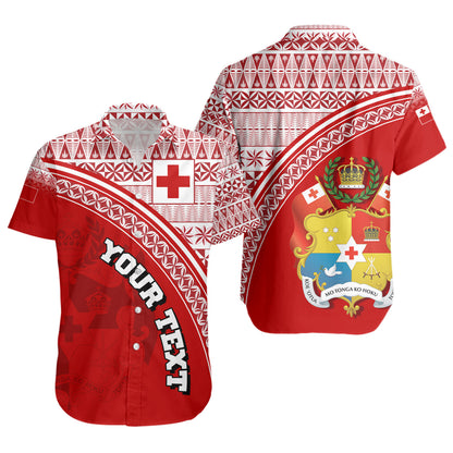Tonga Custom Personalised Short Sleeve Shirt Tongan Ngatu Pattern Curve Style
