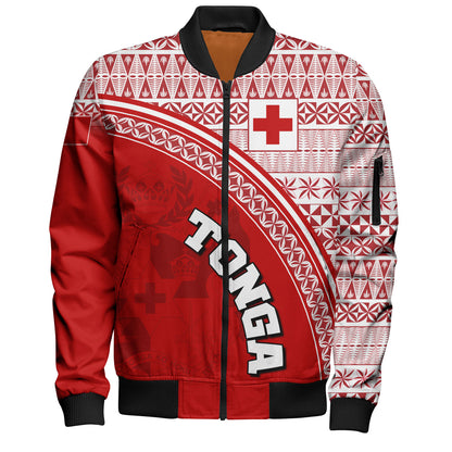 Tonga Custom Personalised Bomber Jacket Tongan Ngatu Pattern Curve Style