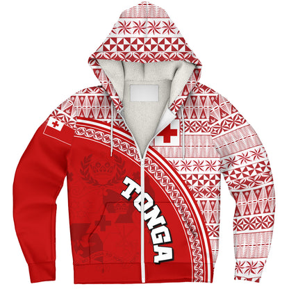 Tonga Custom Personalised Sherpa Hoodie Tongan Ngatu Pattern Curve Style