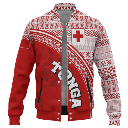 Tonga Custom Personalised Baseball Jacket Tongan Ngatu Pattern Curve Style