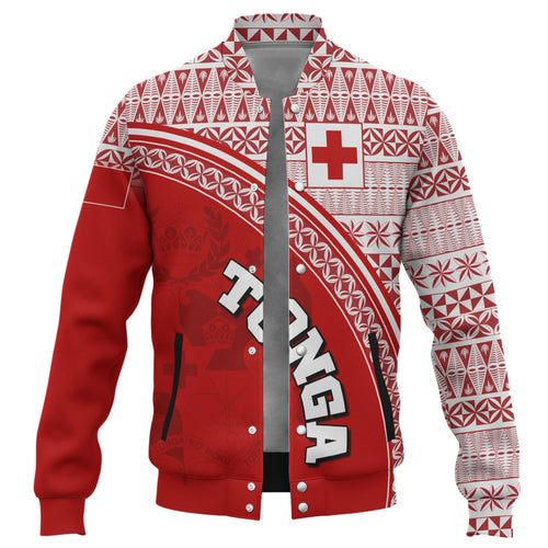 Tonga Custom Personalised Baseball Jacket Tongan Ngatu Pattern Curve Style