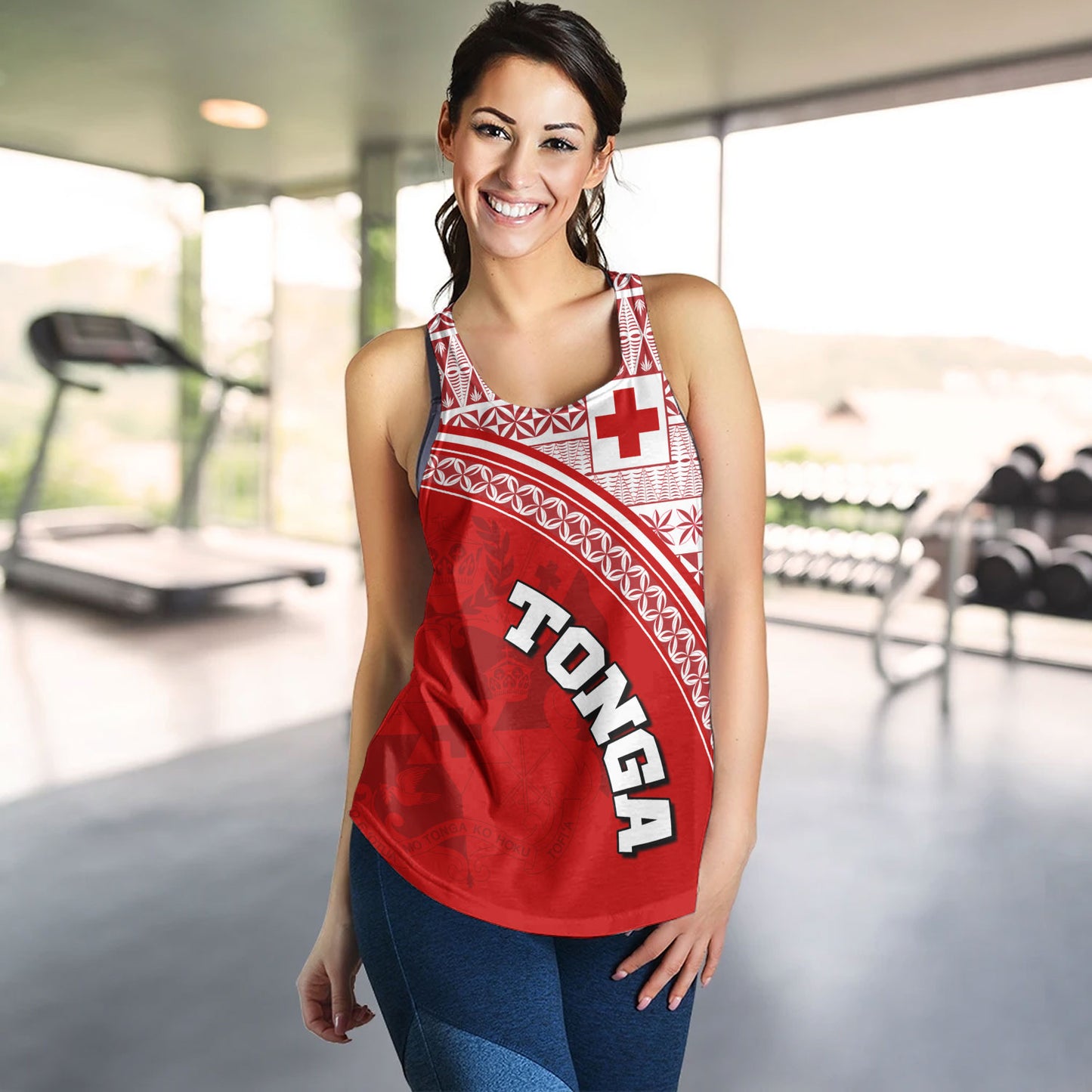 Tonga Custom Personalised Women Tank Tongan Ngatu Pattern Curve Style