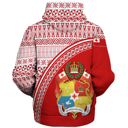 Tonga Custom Personalised Sherpa Hoodie Tongan Ngatu Pattern Curve Style