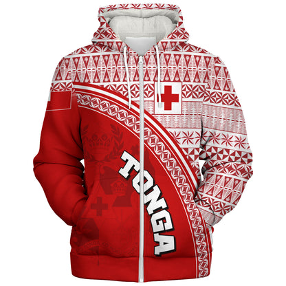 Tonga Custom Personalised Sherpa Hoodie Tongan Ngatu Pattern Curve Style