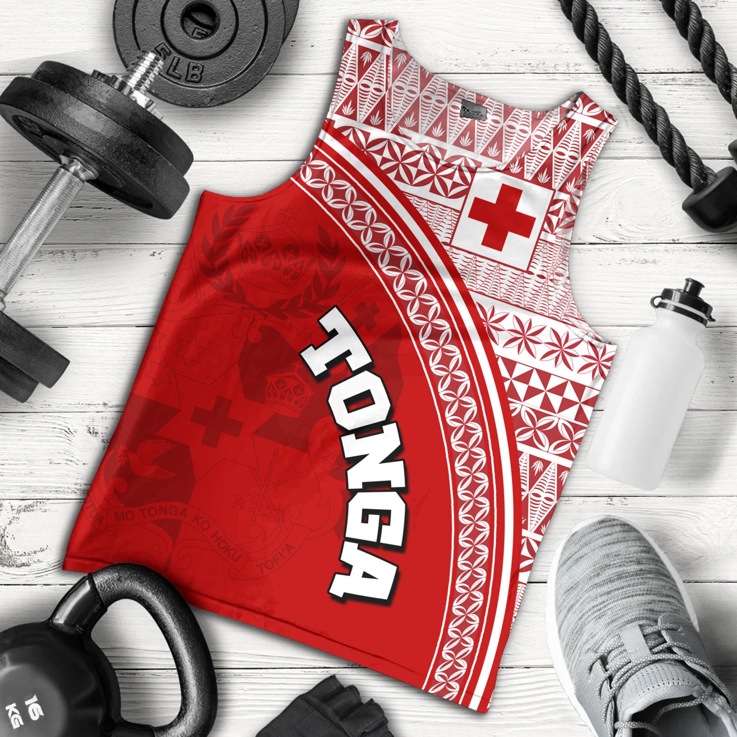 Tonga Custom Personalised Tank Top Tongan Ngatu Pattern Curve Style