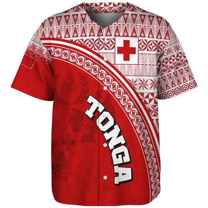 Tonga Custom Personalised Baseball Shirt Tongan Ngatu Pattern Curve Style