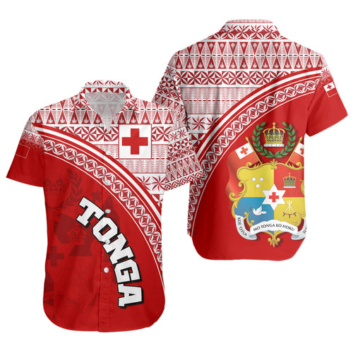 Tonga Custom Personalised Short Sleeve Shirt Tongan Ngatu Pattern Curve Style