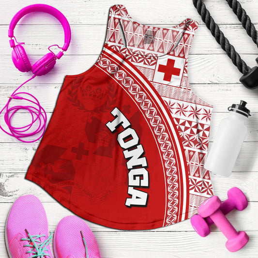 Tonga Custom Personalised Women Tank Tongan Ngatu Pattern Curve Style