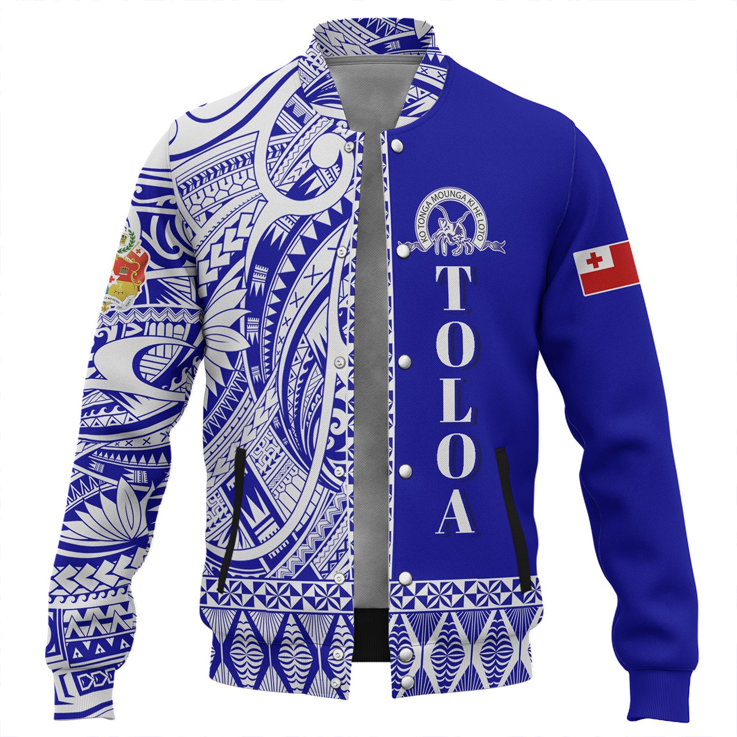 Tonga Custom Personalised Baseball Jacket Tupou College Toloa Simple Ngatu Patterns
